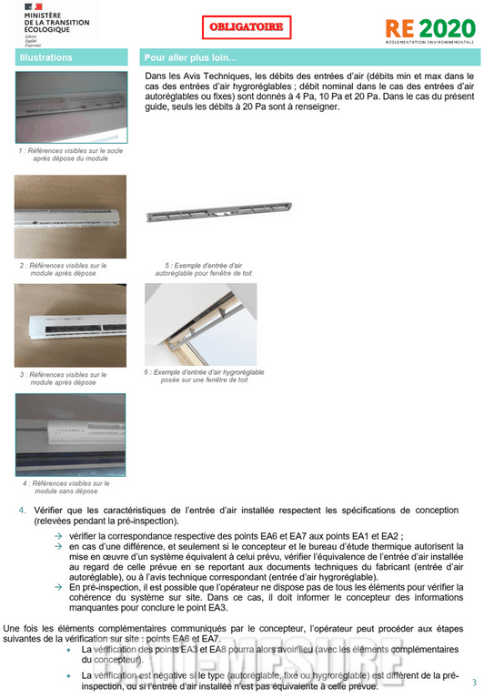 Contrôle ventilation RE2020 les entrées d'air en VMC simple flux
